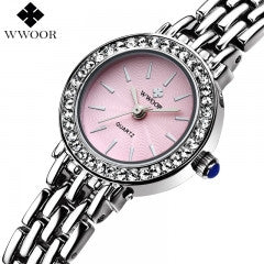 WWOOR New Fashion Women Watches Relogio Feminino Clock Full Steel Elegant Thin Watches for Ladies Ja - Factory Watches Store