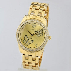 Luxury Butterfly Dial with Rhinestone Fashion Gold Watch Dress Wristwatch - Factory Watches Store