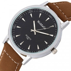 2 Color Simple Style Fashion Black Dial with Brown Leather Strap Watches Men Sports Clock - Factory Watches Store