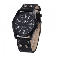 Leather Strap Quartz Watches Men 2016 High Quality Black Men Military Sports Watches Brand Waterpro - Factory Watches Store