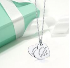 NL019 Brand Silver Double Heart Pendant with Necklace - Factory Watches Store