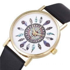 3 Colors Fashion Flower Dial with Leather Strap Women Dress Watches - Factory Watches Store