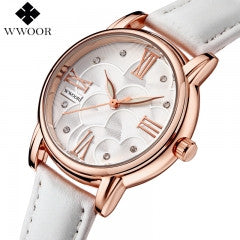 WWOOR Brand quartz-watch women quartz watch shell dial clock women's watches relojes mujer crystal R - Factory Watches Store