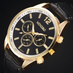 Luxury Style Gold Dial With 3 Small Dials Decorative Quartz Watches for Man - Factory Watches Store