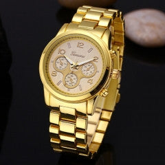 4 colors Women Geneva Luxury Watch Steel Quartz Watch Female Gold Clock - Factory Watches Store