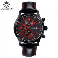 Ochstin Genuine Leather Quartz Watches Luxury Brand Analog Military Men's Sports Watches with Date R - Factory Watches Store