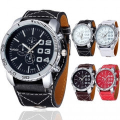 6 Color Fashion Big Watch Dial Leather Strap Quartz Watches Business Wristwatch - Factory Watches Store