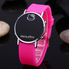 7 Colors Women Hello Kitty LED Watch Leather Quartz Watch Female Clock - Factory Watches Store