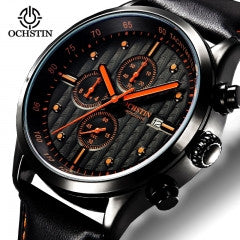 Top Brand Luxury Men's Watches Fashion Sports Watches Date Quartz Watch High Quality Genuine Leather - Factory Watches Store