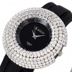 Fashion Full Crystal Rhinestone Wristwatch Silicone Strap Clock - Factory Watches Store