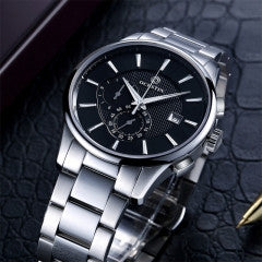 Ochstin Full Steel Mens Watches Top Brand Luxury Blue Second High Quality Business Men Quartz-Watch - Factory Watches Store