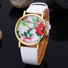 4 Colors Women Fashion Geneva Watch Leather Rose Watch Quartz Watch Female Clock - Factory Watches Store