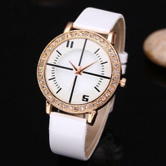 5 colors Women Luxury Rhinestone Watch Leather Quartz Watch Female Clock - Factory Watches Store