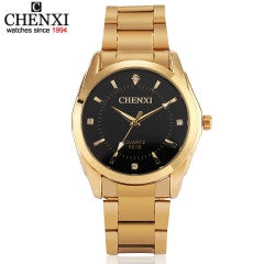 CHENXI Fashion Golden Watches For Men Rhinestone Quartz-Watch Male Clock Gold Stainless Steel Men's - Factory Watches Store