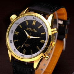 Fashion Trendy New Gold Business Quartz Watch Leather Quartz Wristwatch - Factory Watches Store